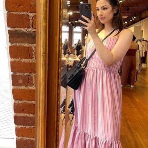 Zara Striped Strappy Poplin Maxi Dress Pink S - Picture 11 of 11